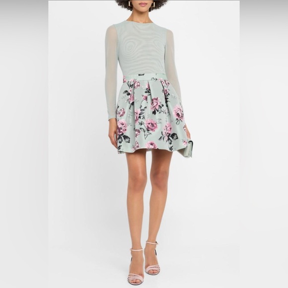 Alice + Olivia Floral Pleated Dress in Sage Multi,All Products : American Fashion Style Bags On Sale